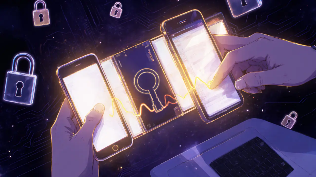 MPC wallet with three devices, two being approved simultaneously for a transaction.