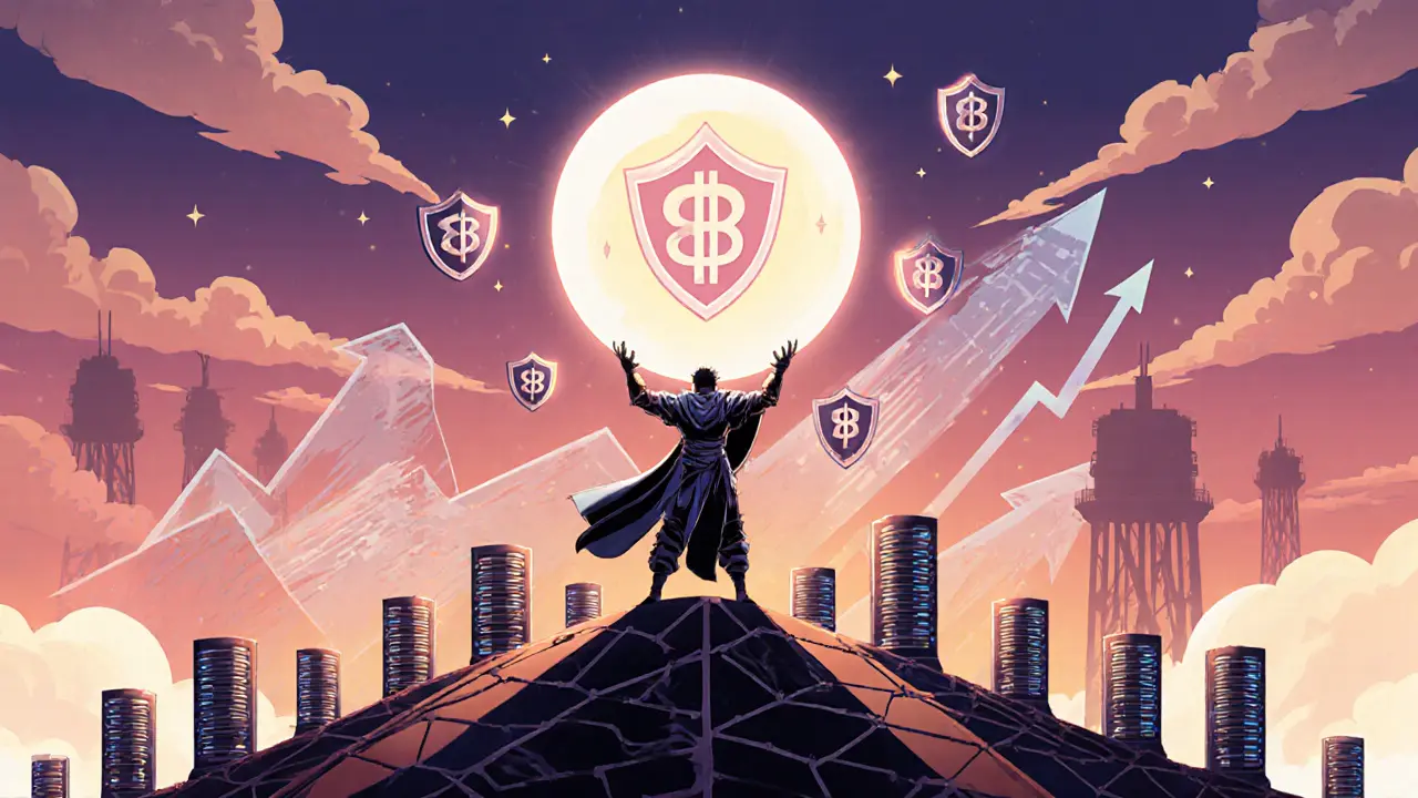 Guardian holding a glowing CID orb atop server towers with pinning shields.