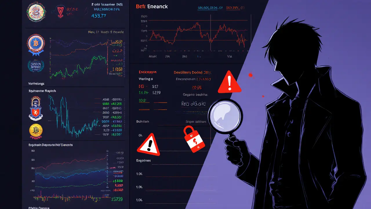 Detective manga panel compares known exchanges with an empty, warning‑filled Buff Network.