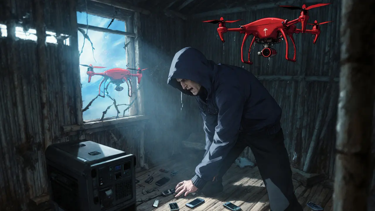Hidden crypto mining operation in a bamboo shed under surveillance drones.