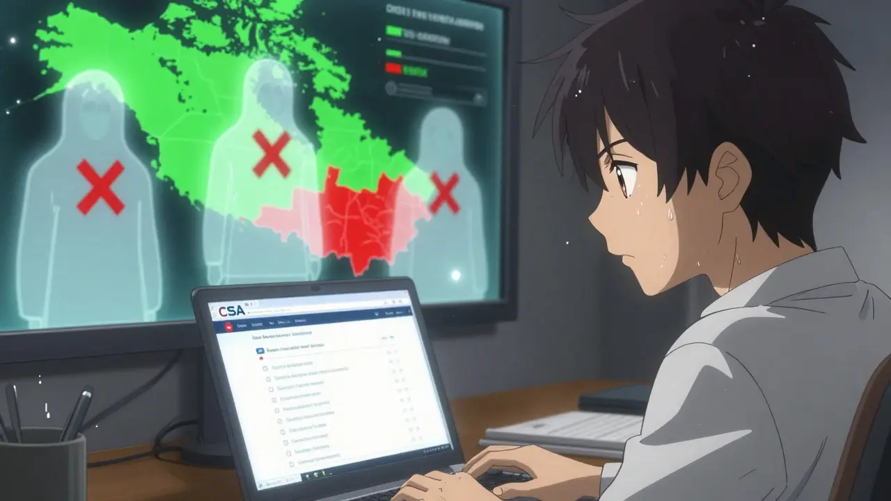 A young investor checking an authorized crypto platform list, with ghostly unregistered exchanges floating above.