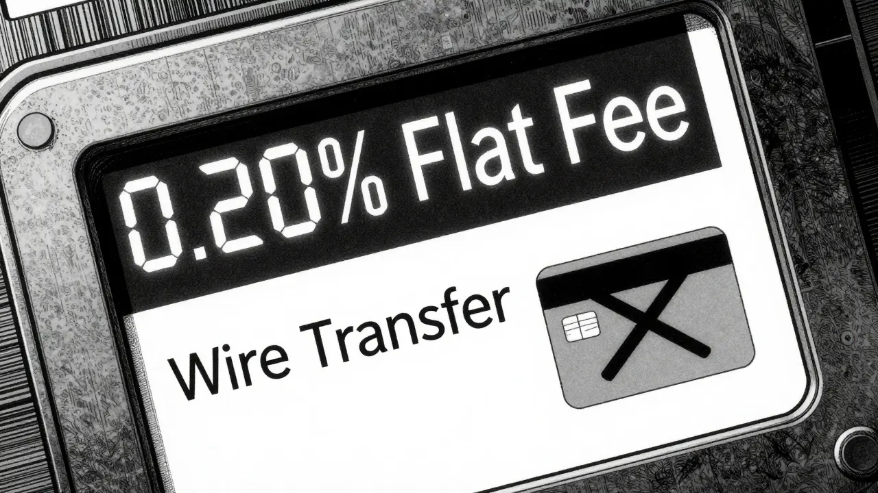 Manga style close-up of a digital interface showing flat fees and disabled credit card options.