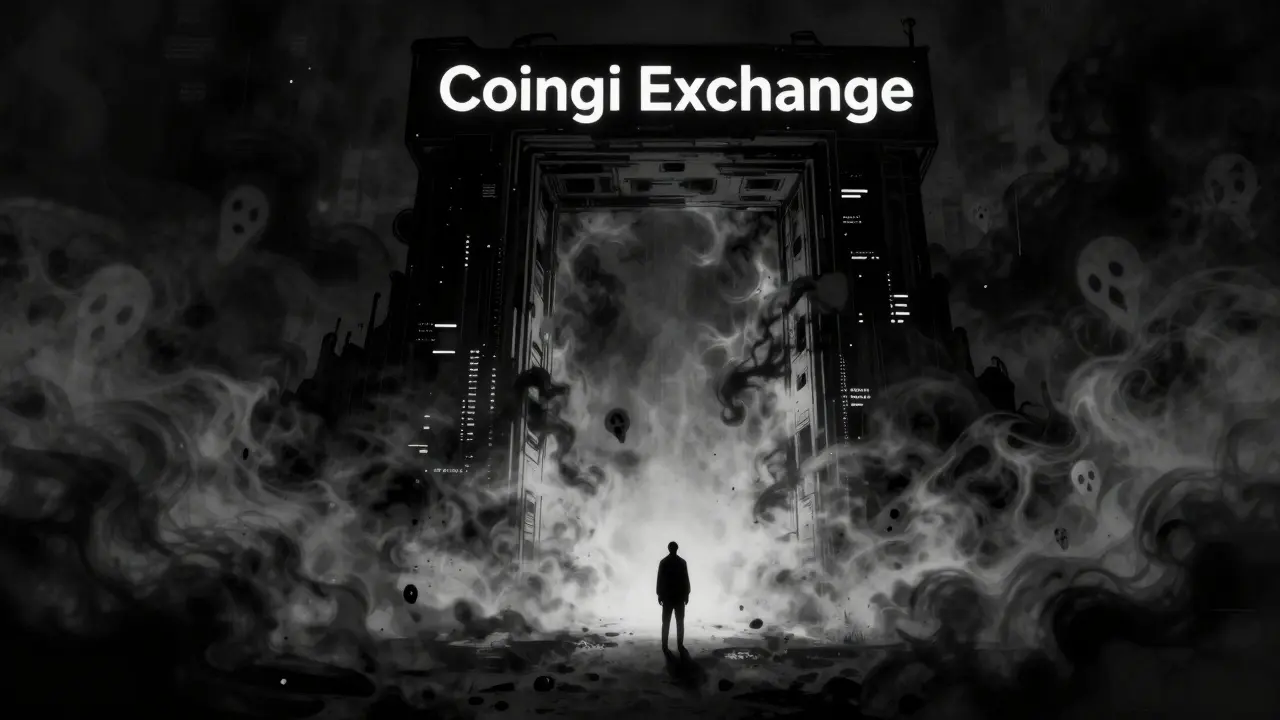 Manga style figure standing before a mysterious, fog-shrouded digital gateway in a void.