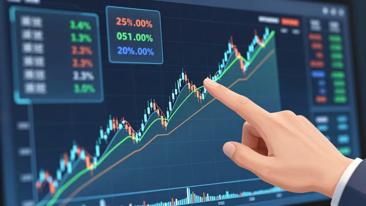 Anime trader setting a trailing stop-loss on a rising crypto chart