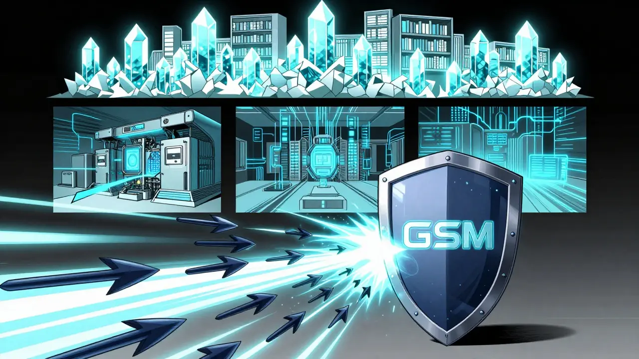 Futuristic shield blocking malicious attacks in a manga style tech scene