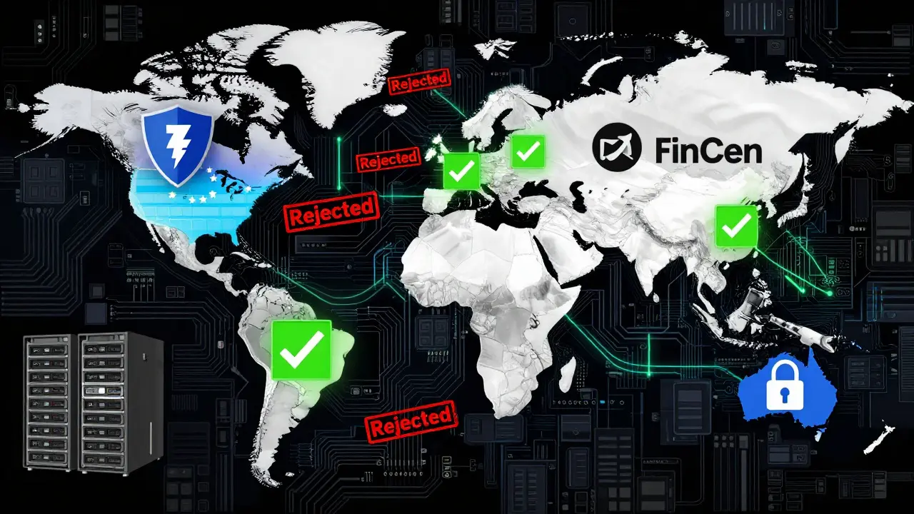 Global map of crypto regulations with data flows and rejection stamps