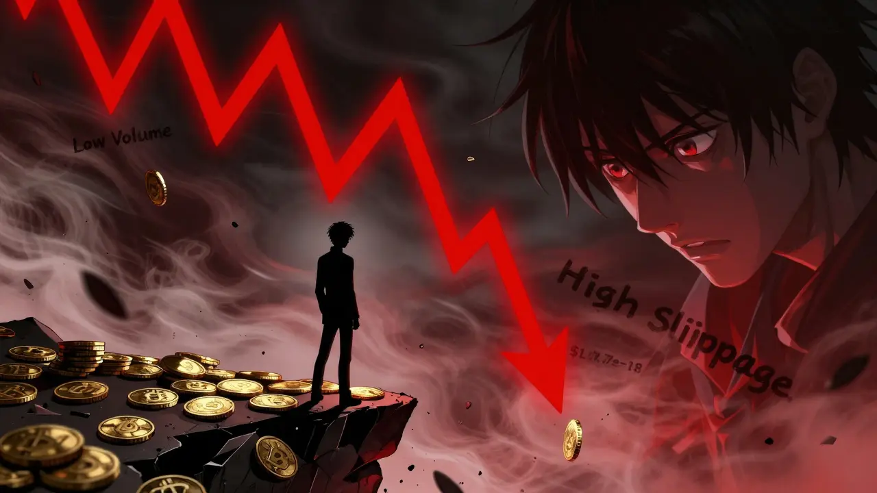 Manga artist depicts a crashing crypto chart and low liquidity