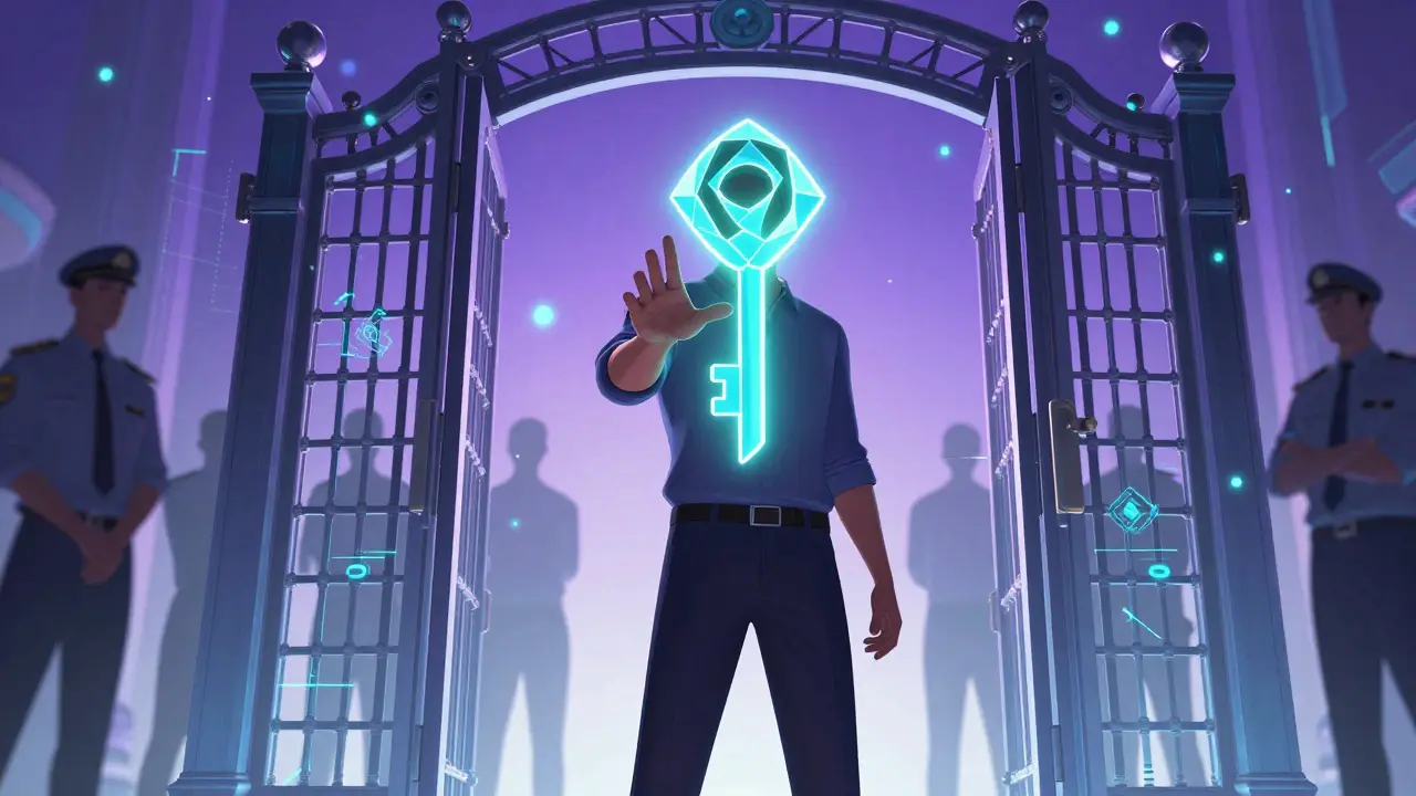 Manga illustration of zero-knowledge proof unlocking a crypto gate