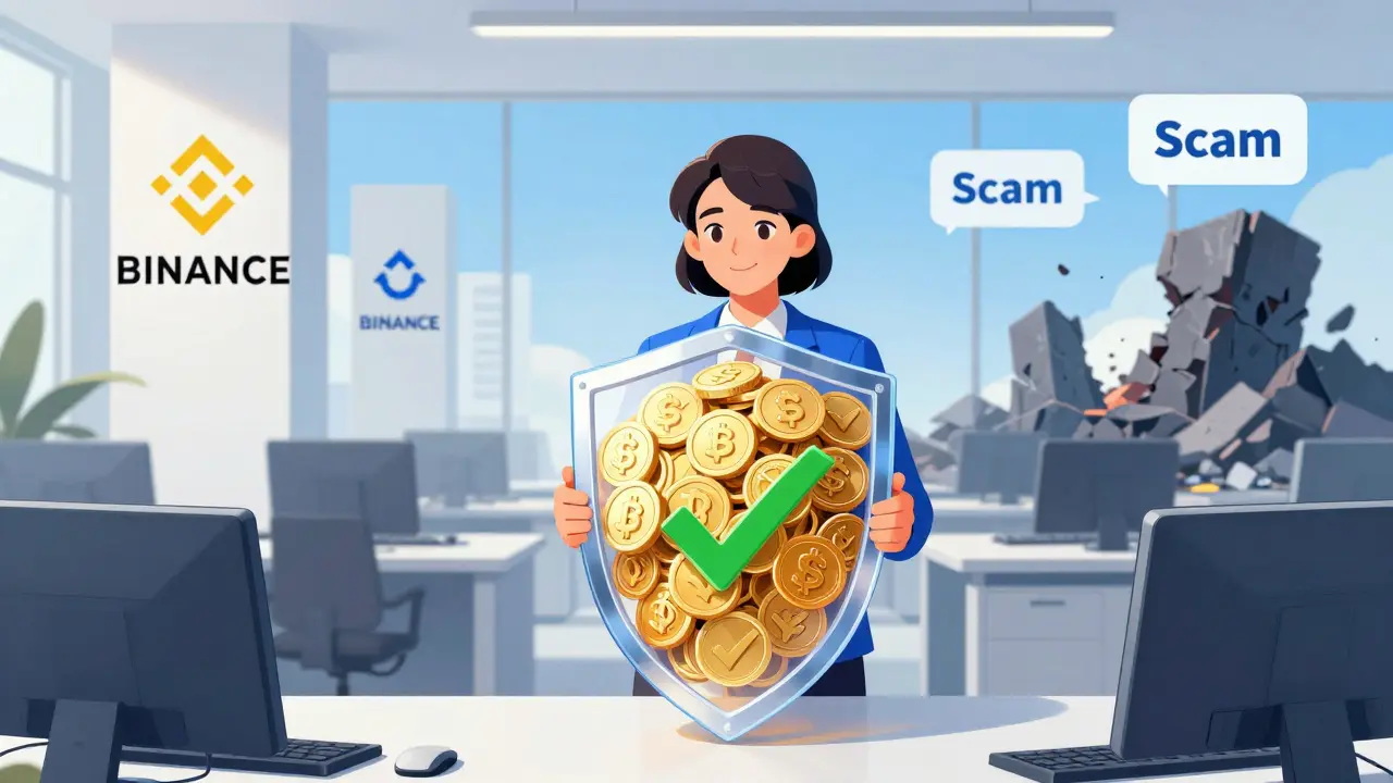 Manga style image of a user protected by a golden shield, representing safe and regulated crypto exchange alternatives.