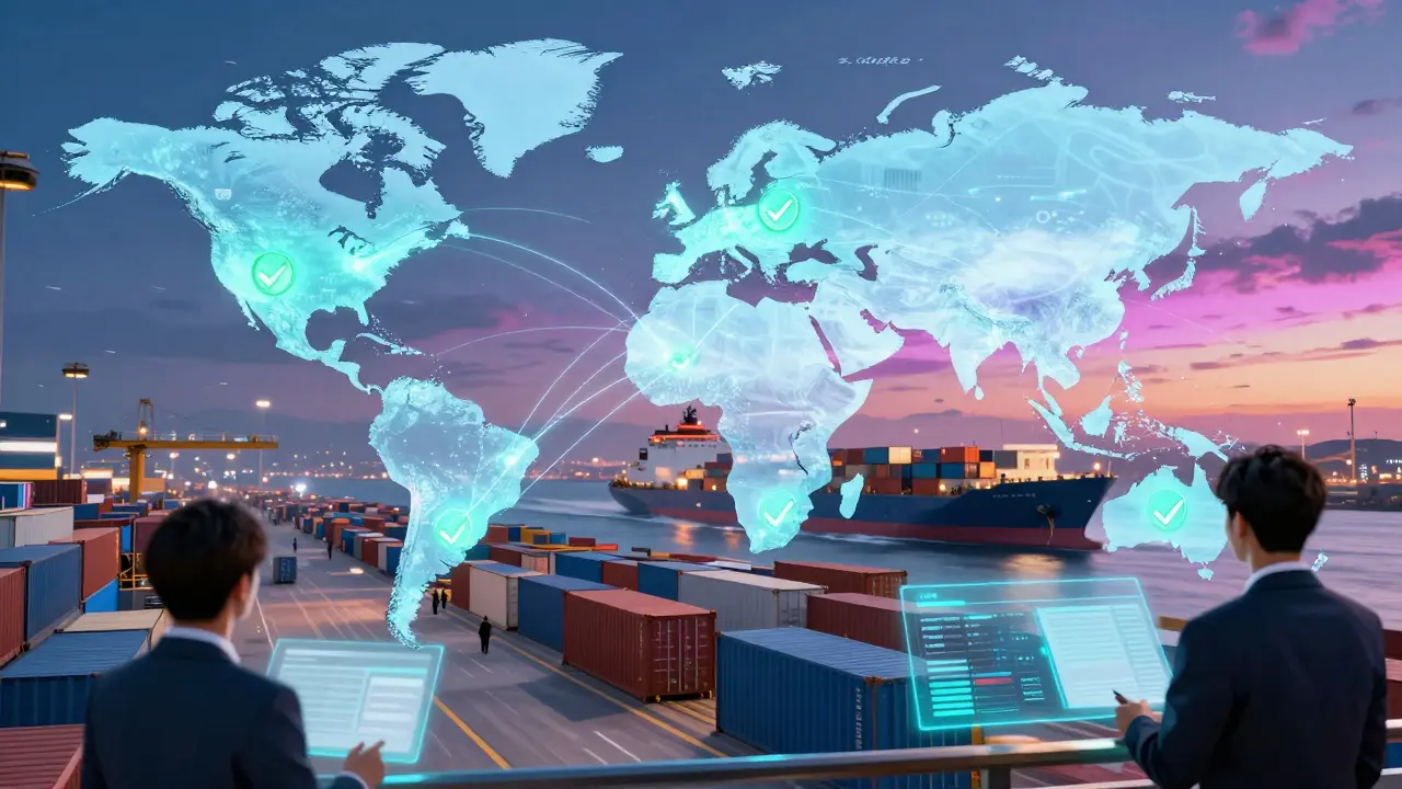 Anime style visualization of global supply chain data tracking via DLT