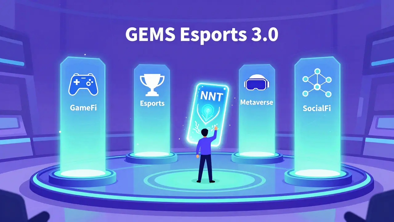 Holographic diagram of GEMS esports ecosystem components