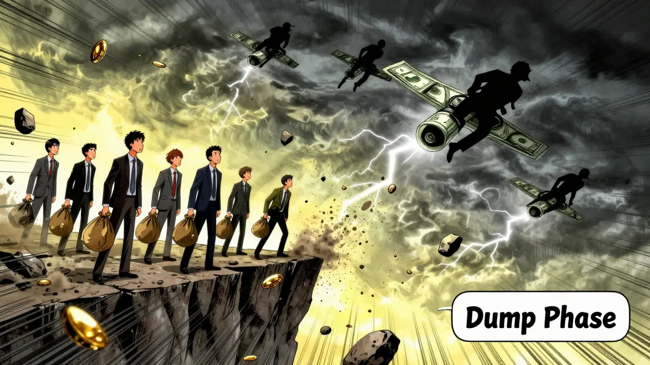 Investors watching assets crash while scammers flee in manga style