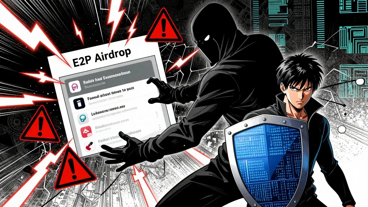 Manga hero defending against shadowy crypto scam traps