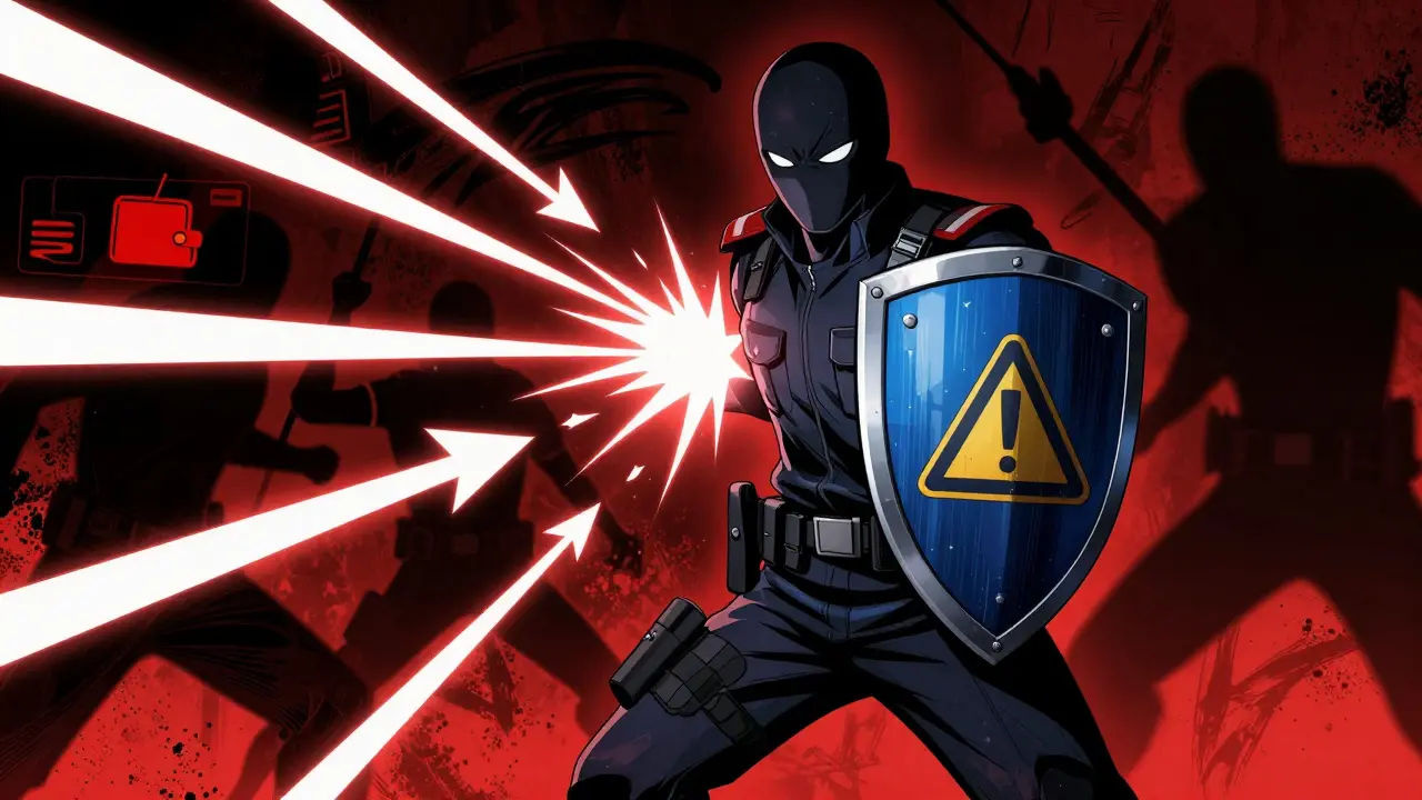 Security guard defending against crypto scams and phishing attacks