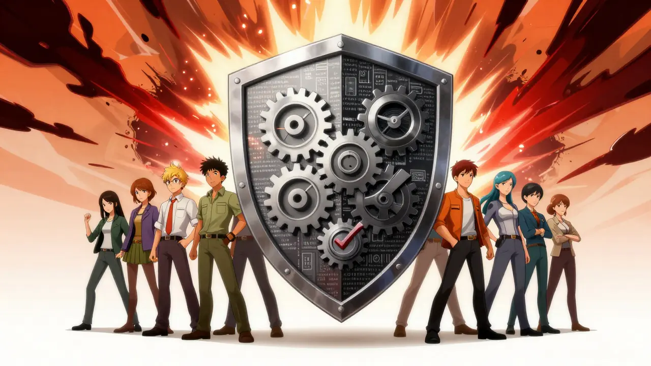 Shield protecting community from chaotic attack waves