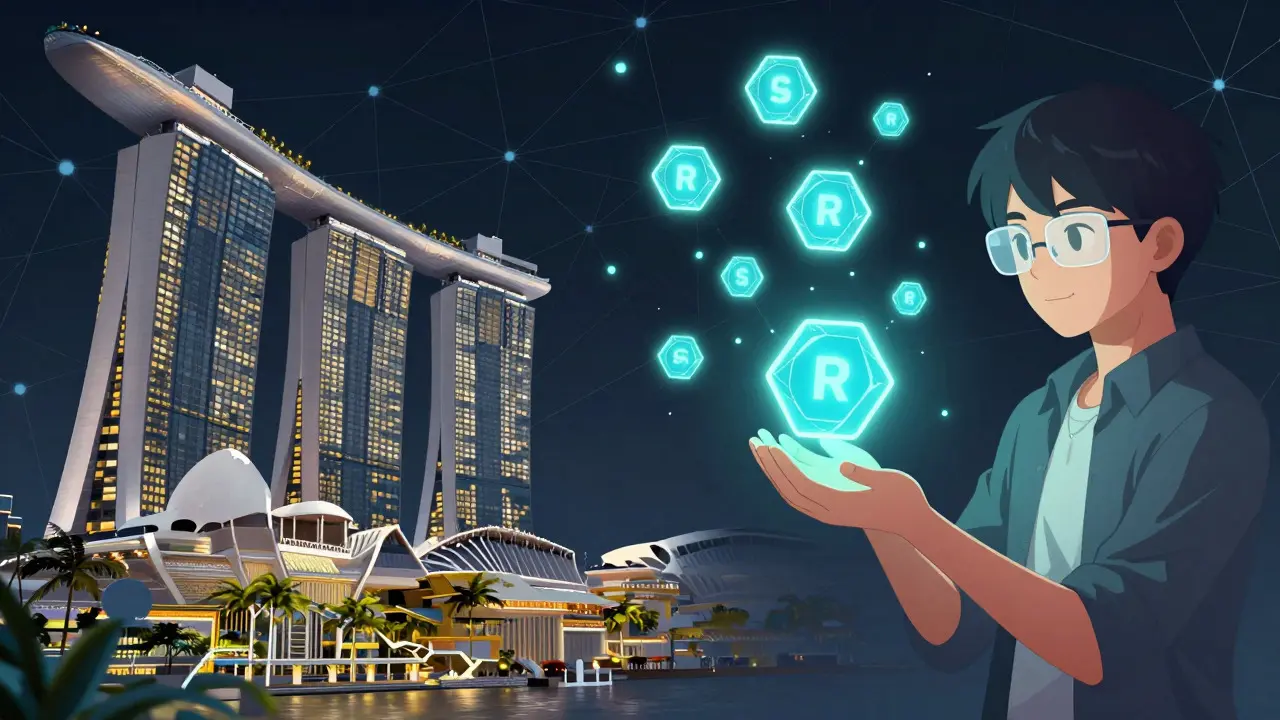 Anime visualization of real-world asset tokenization in Singapore