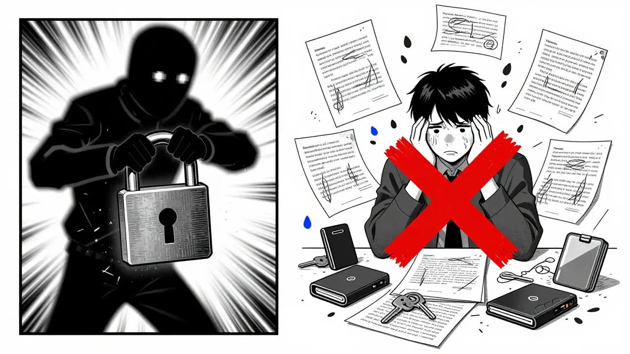 Contrast between a failed hacker attack and user confusion over lost keys