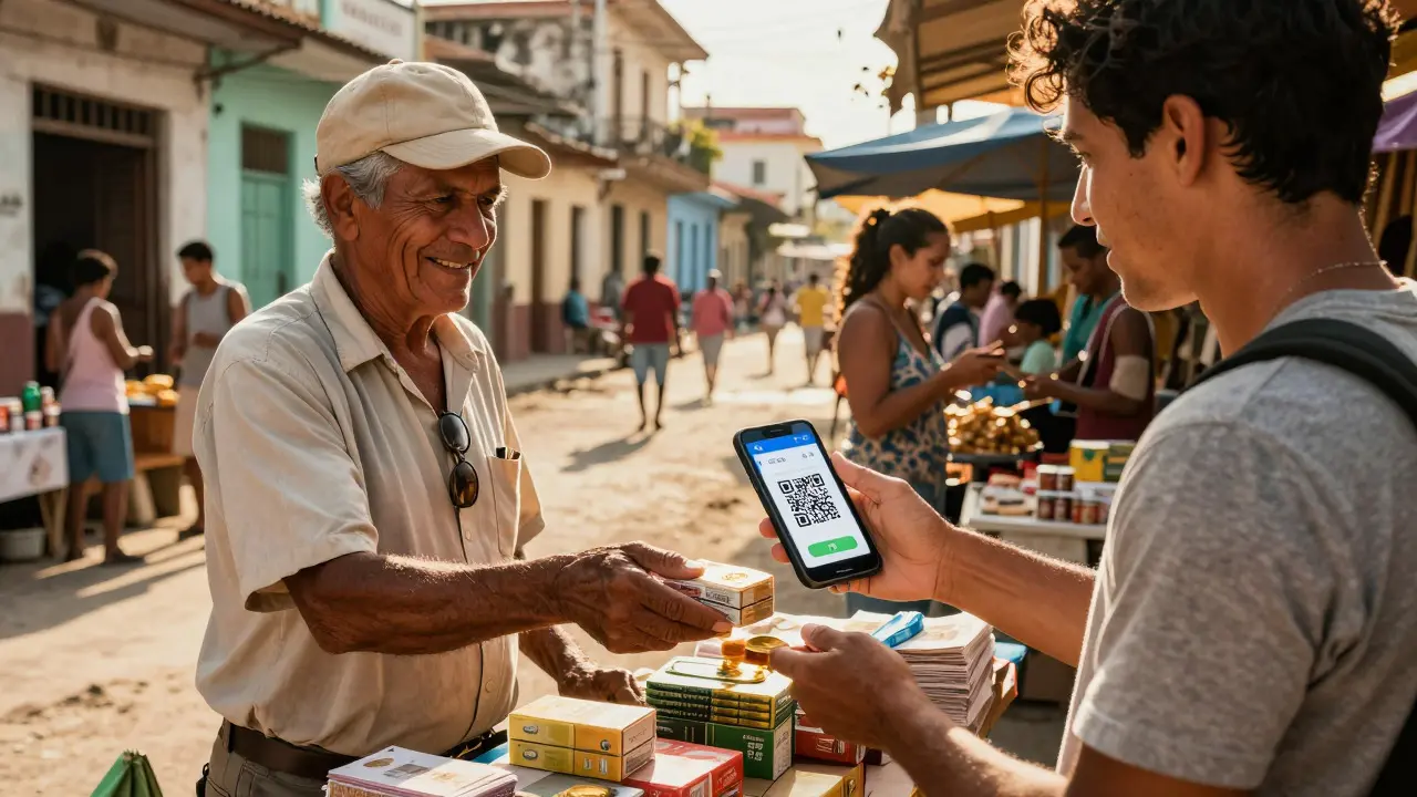 Local market transaction via mobile crypto payment in Cuba