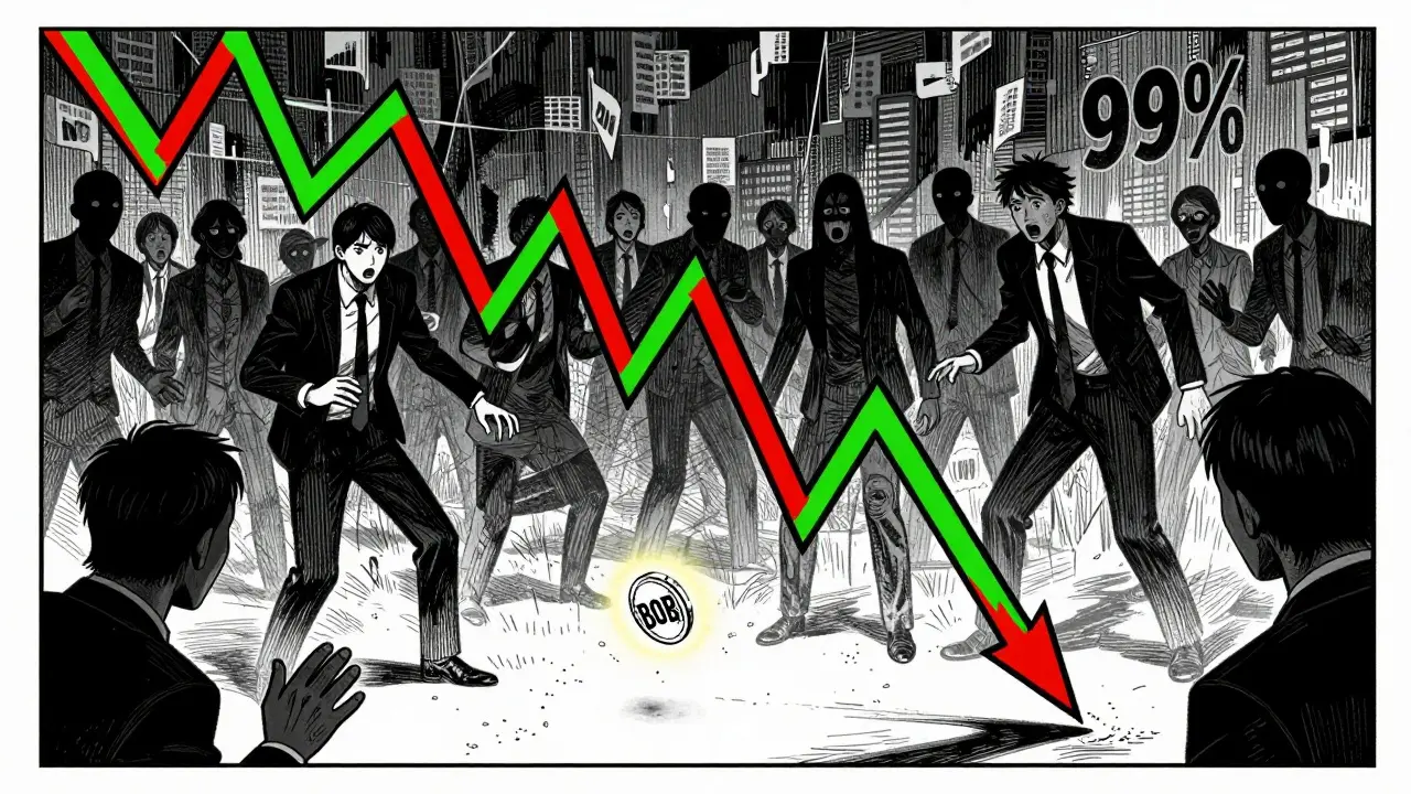 Manga illustration of a crashing stock chart symbolizing high risk