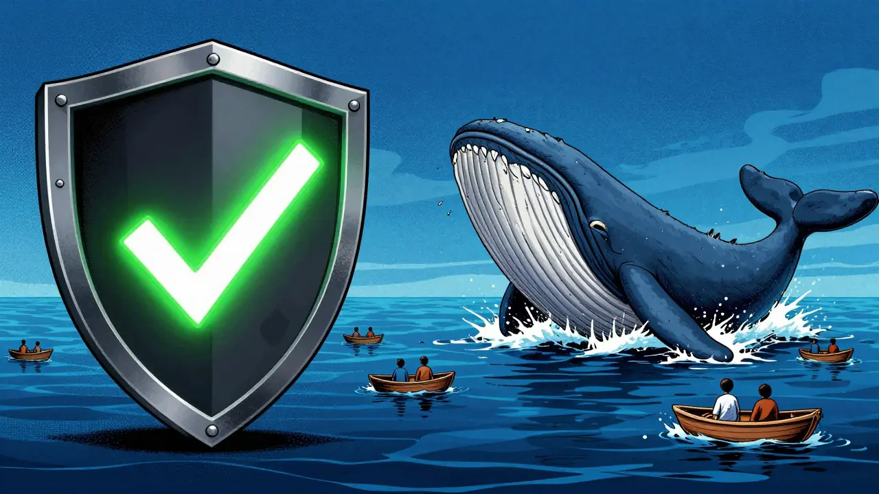 Manga illustration of security shield and liquidity pool depth for crypto trading