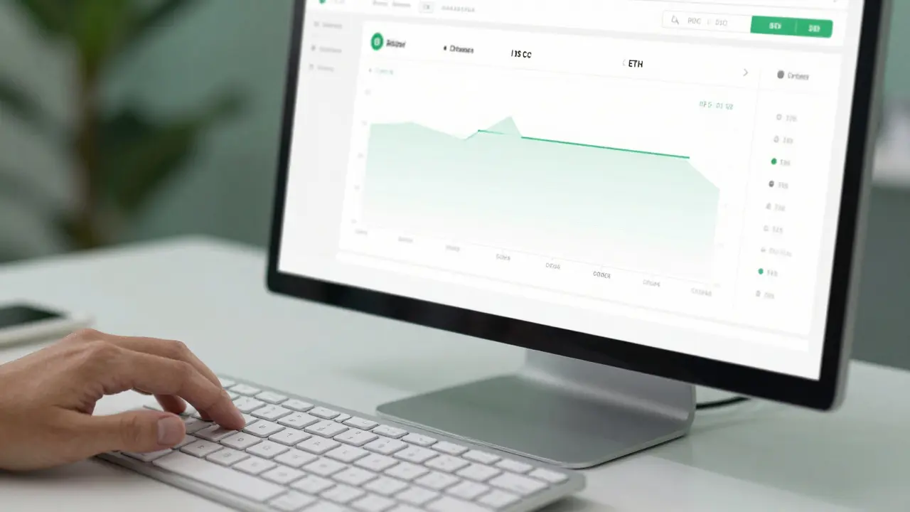 Minimalist trading setup showing clean crypto charts and precise execution