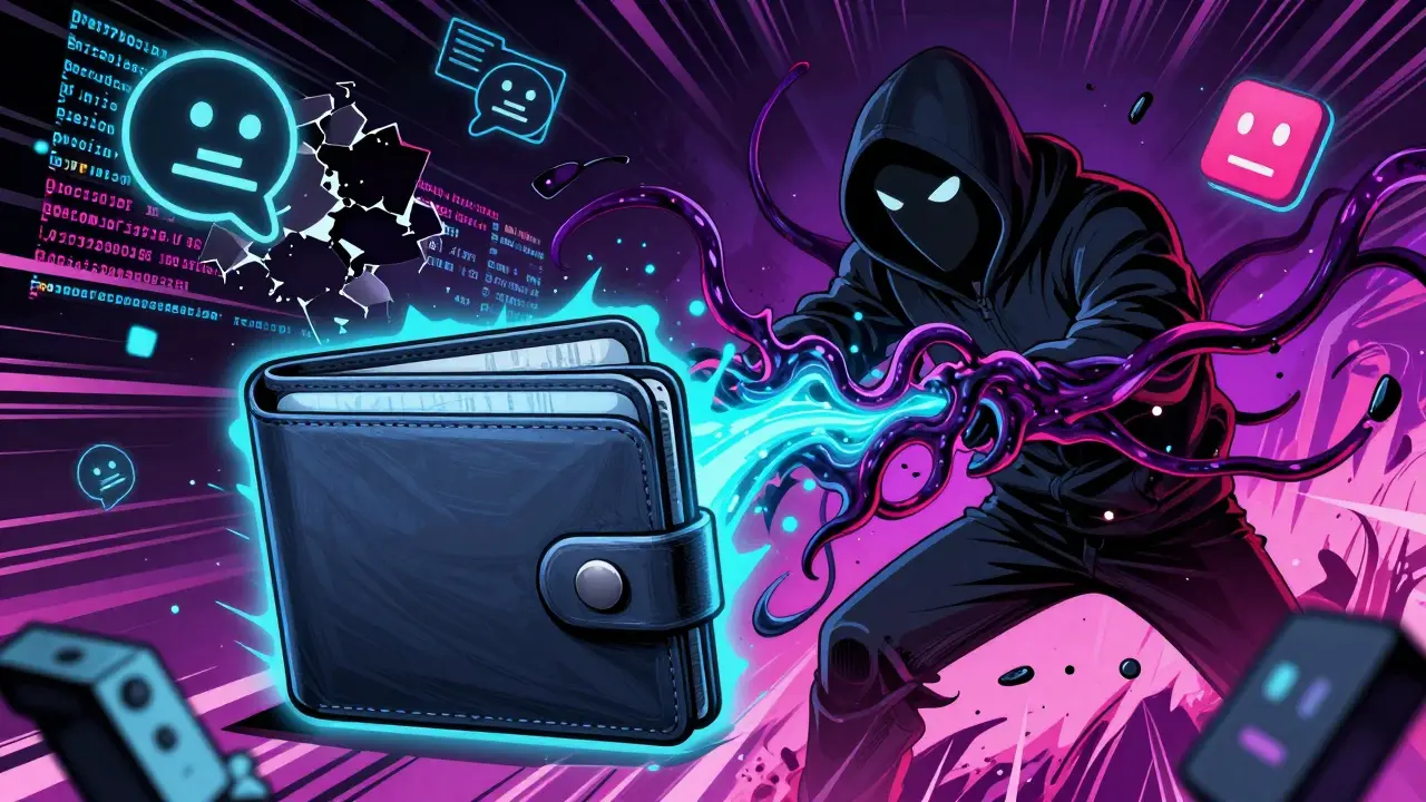 Scammer draining crypto wallet via malicious data streams