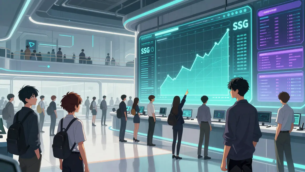 Anime characters analyzing cryptocurrency market charts