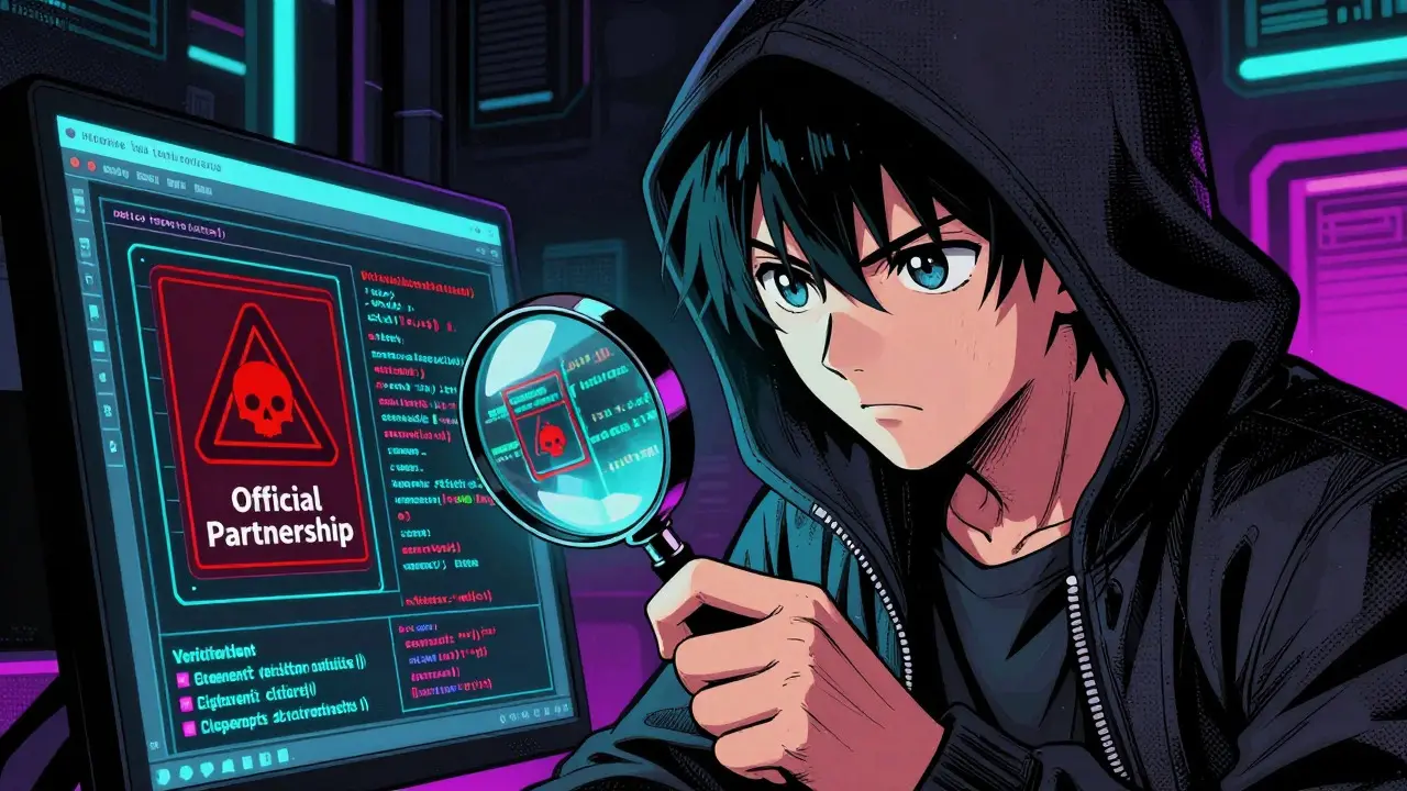Anime hacker verifying smart contracts to expose crypto scam details