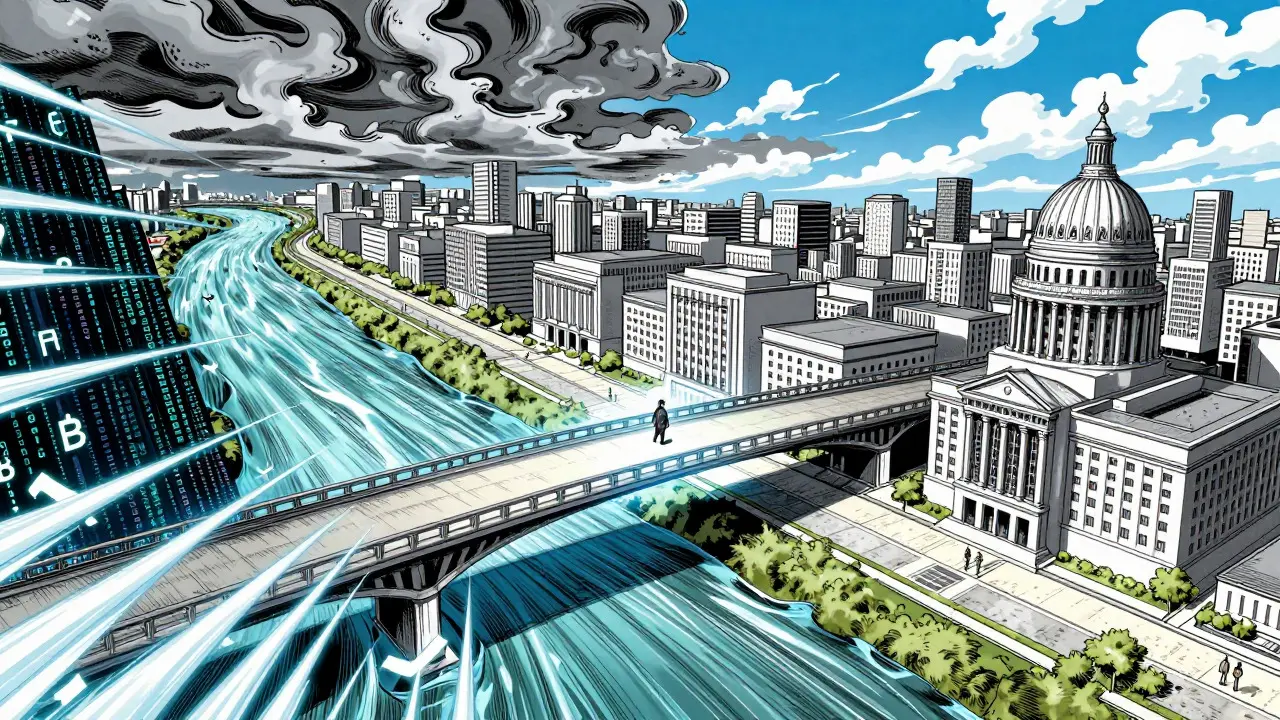 Bridge connecting rapid tech innovation with structured legal frameworks