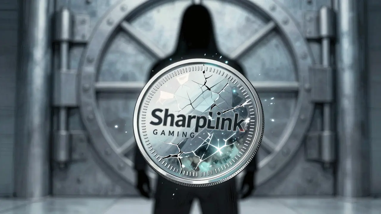 Cracked transparent coin vs solid vault illustrating lack of official corporate backing.