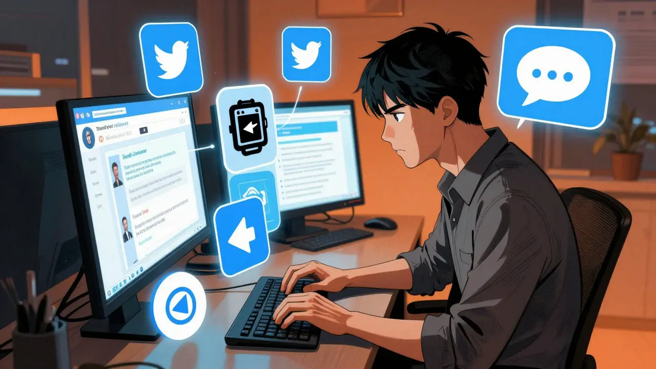 Manga character completing complex social media verification steps
