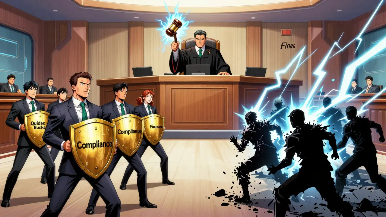 Manga scene showing licensed vs unlicensed crypto exchanges facing penalties