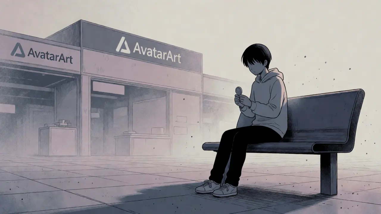 Melancholic manga scene showing the dormant state of the ByteNext project and low liquidity.