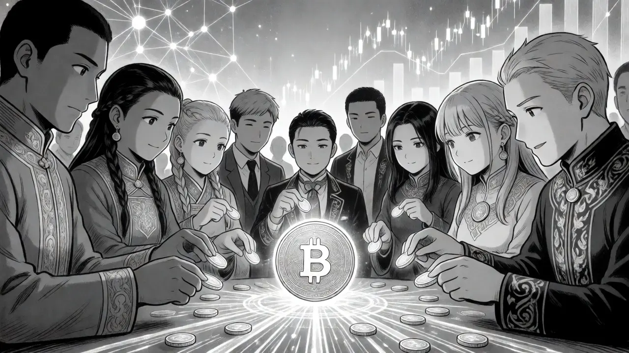 Users voting on governance around a glowing token orb