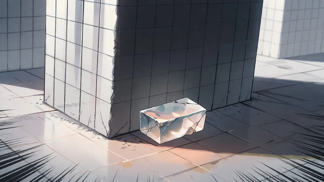 Manga illustration of a small, cracked token at the base of a giant tower, representing low market cap and volatility.